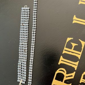 Blue Vintage Sparkle choker with matching bracelet